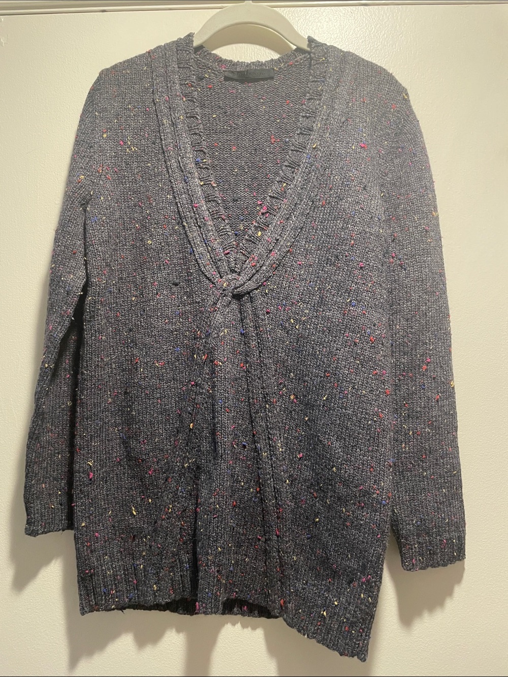 Jenni Kayne Navy Confetti Knit Collection Speckled V-Neck Sweater